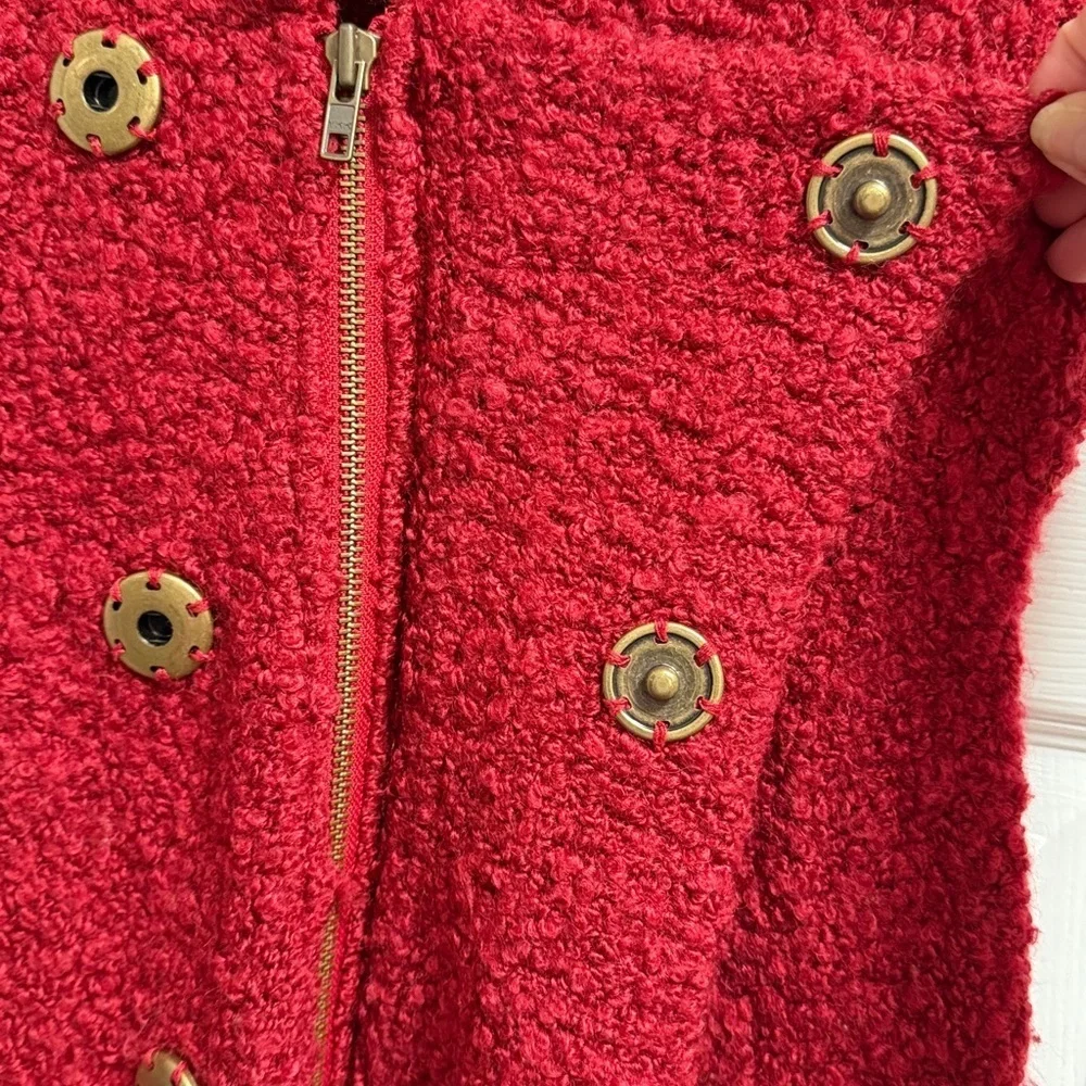 Free People  Dress or Sweater XS Red Boucle Lambswool Mohair $168